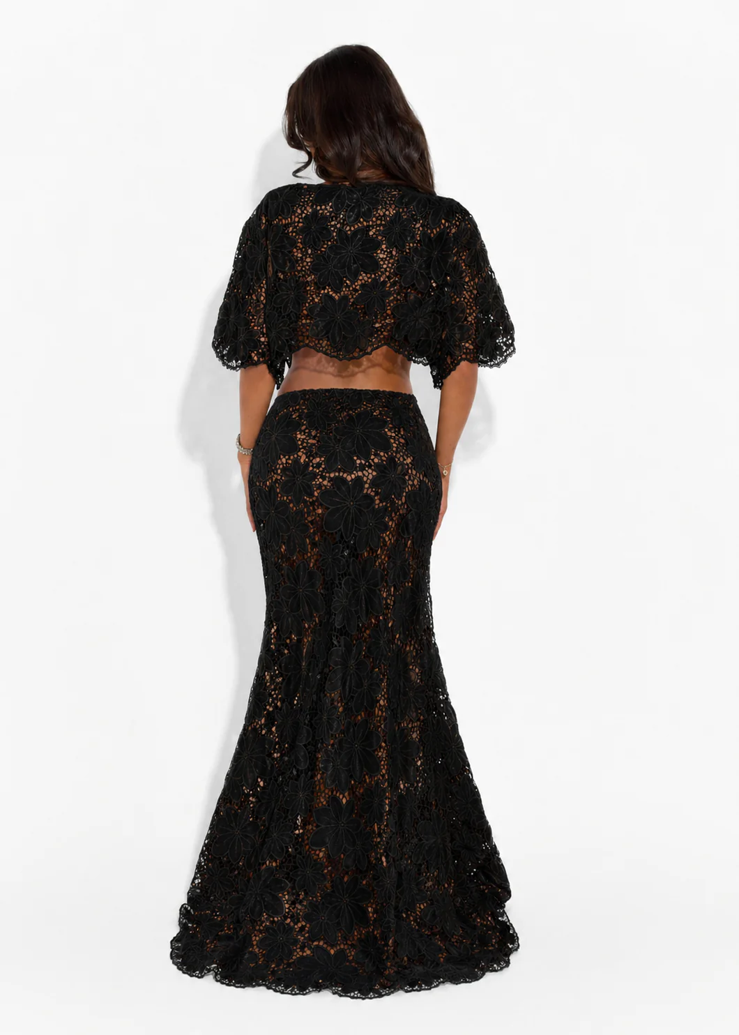 AMIRA FLORAL MAXI SKIRT - BLACK - Image 2