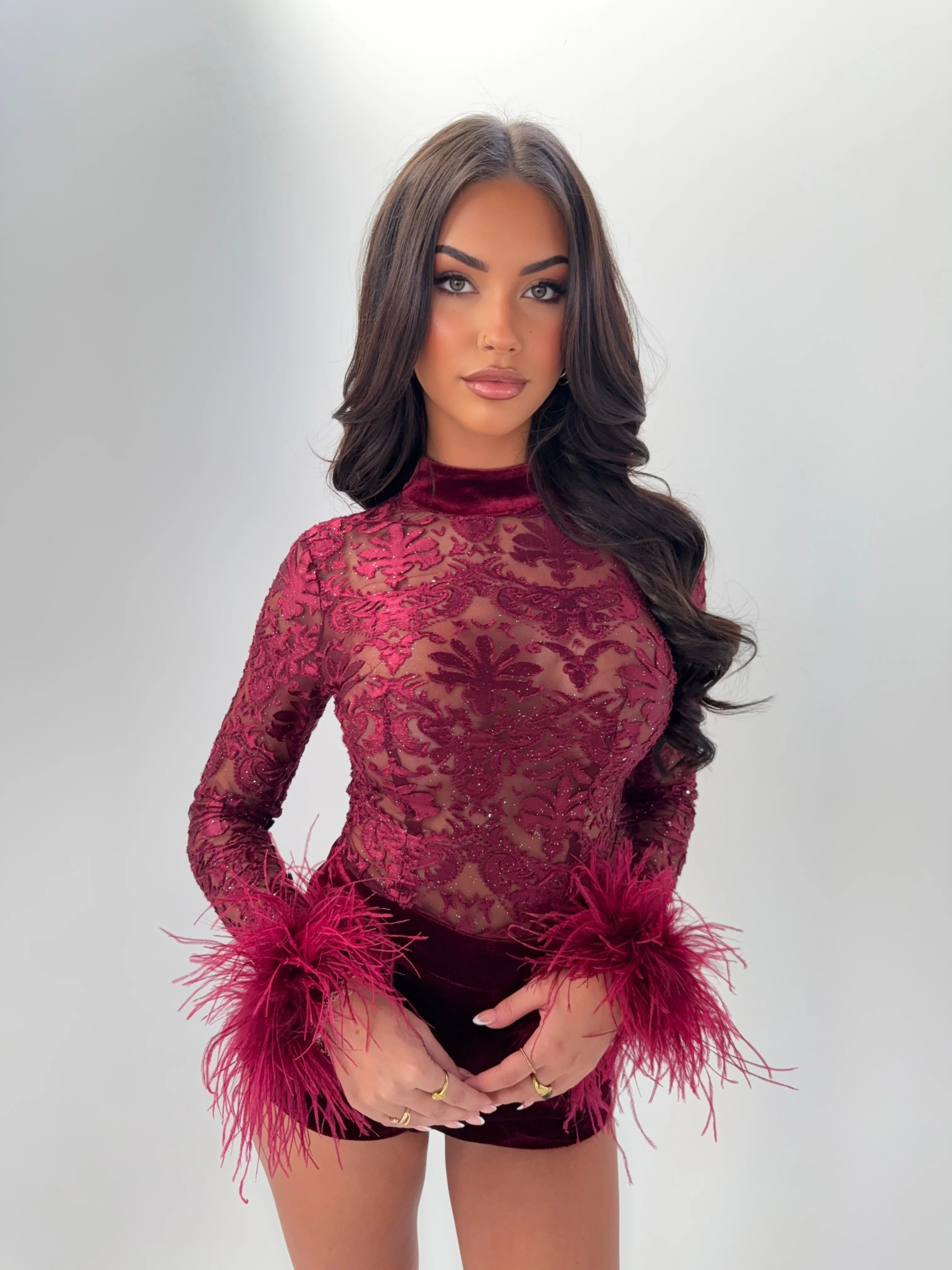 GIORGIA VELVET SHORTS - BURGUNDY - Image 4