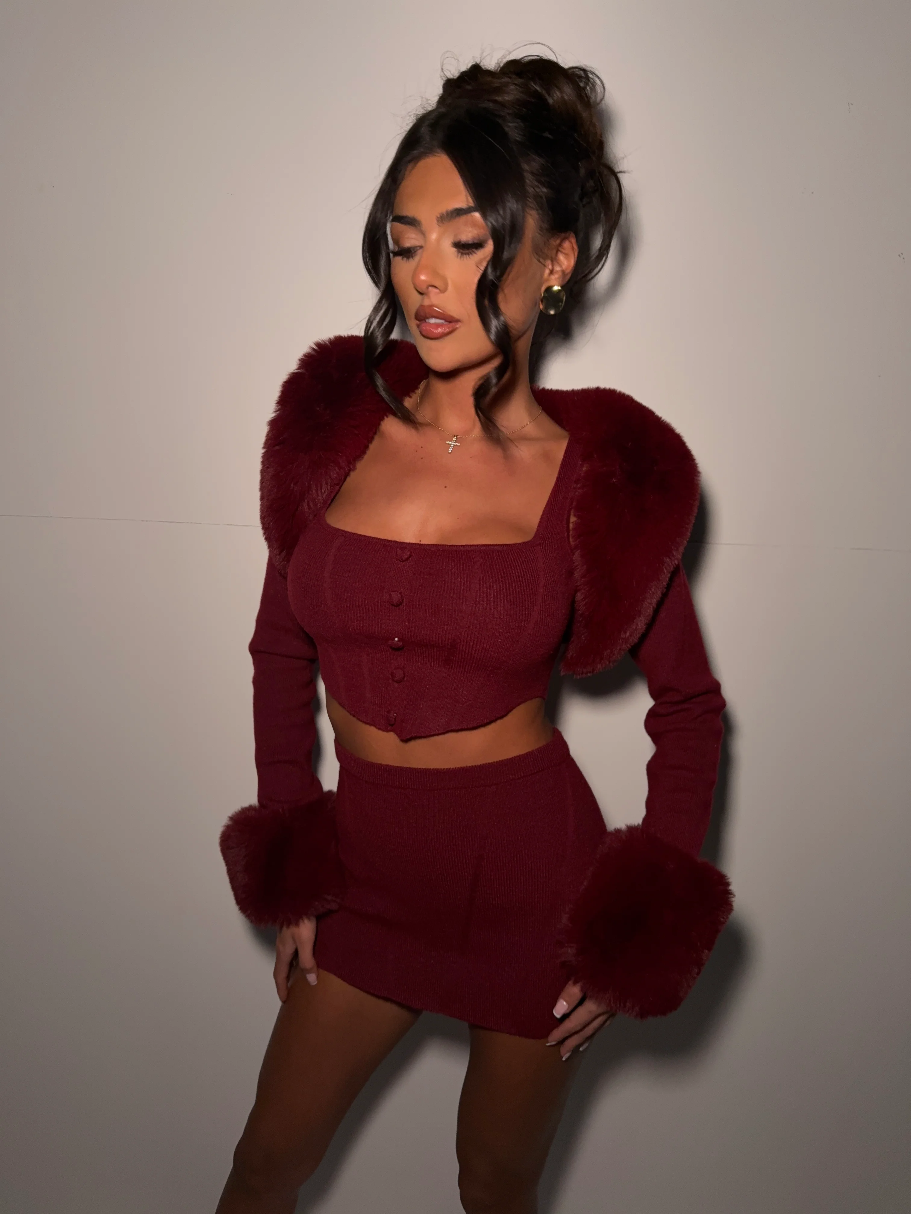 LOVERGIRL TOP & SHRUG (CHERRY) - Image 2