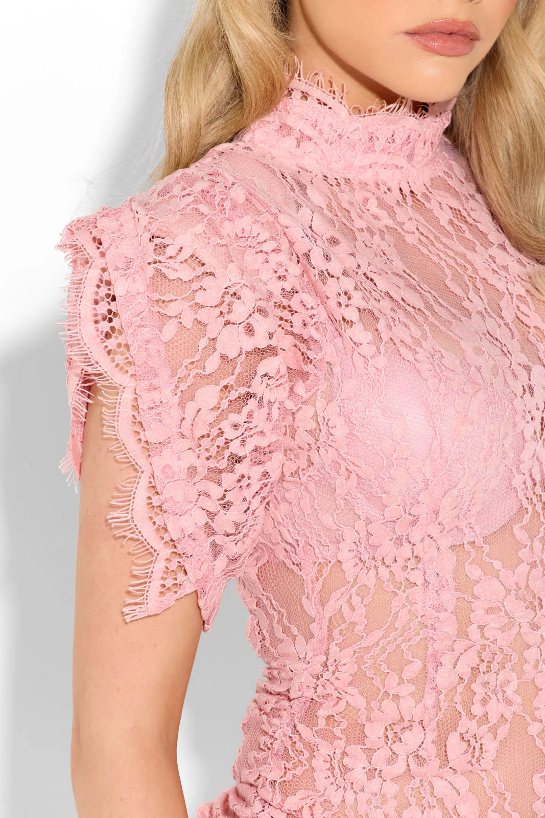 VICTORIA Pink Lace Dress - Image 4