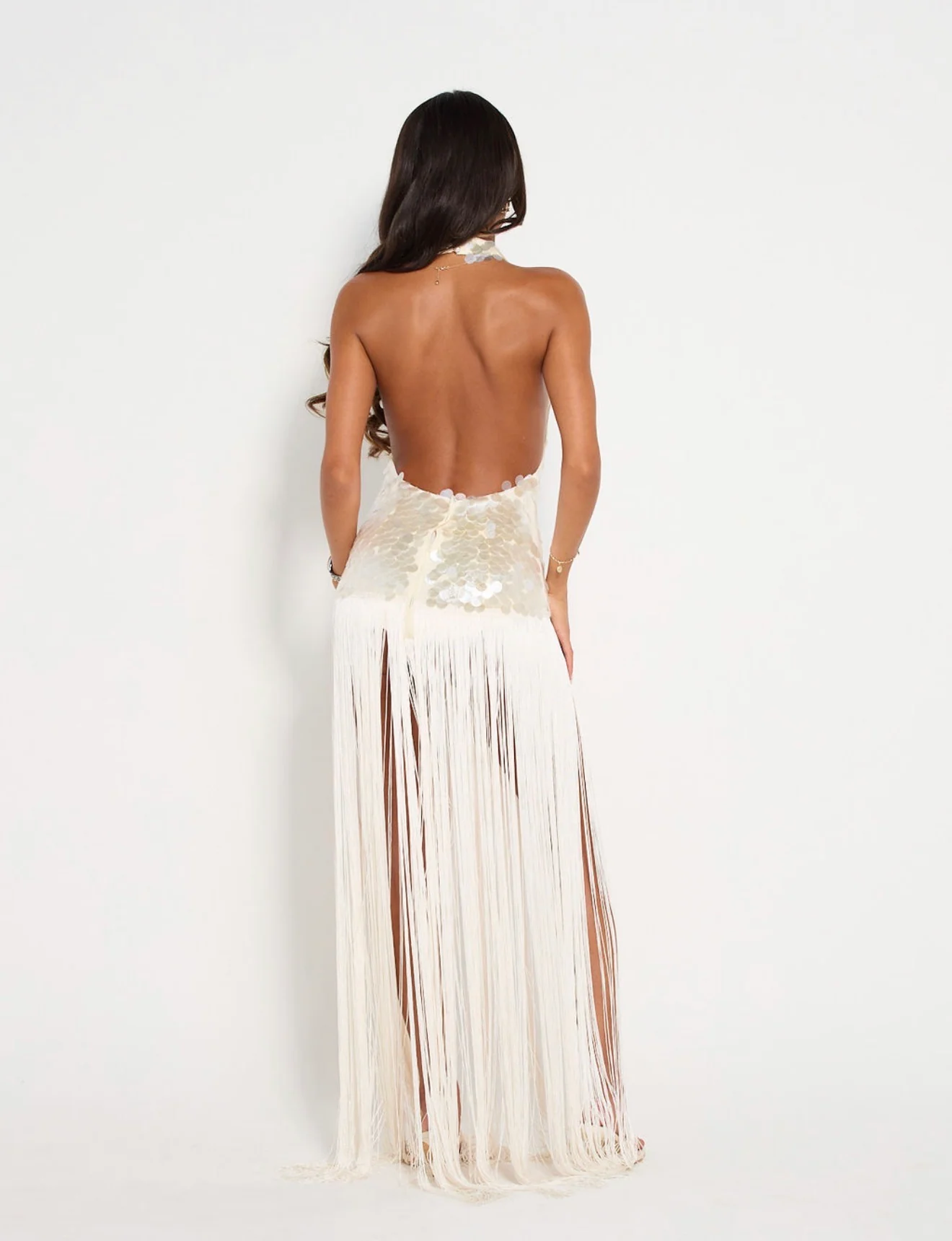 APHRODITE Sequin Fringed Dress (WHITE) - Image 5